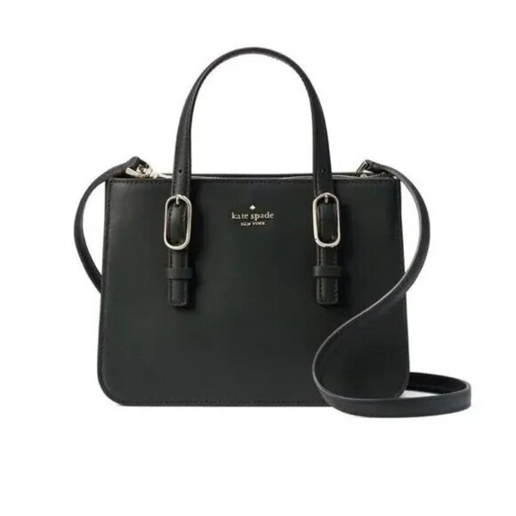 Kate Spade Connie Small Triple Gusset Satchel Top Handle Bag Black Leather EUC - Picture 1 of 14